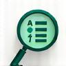 An icon representing a medical check-up or screening, such as a magnifying glass over a health chart.