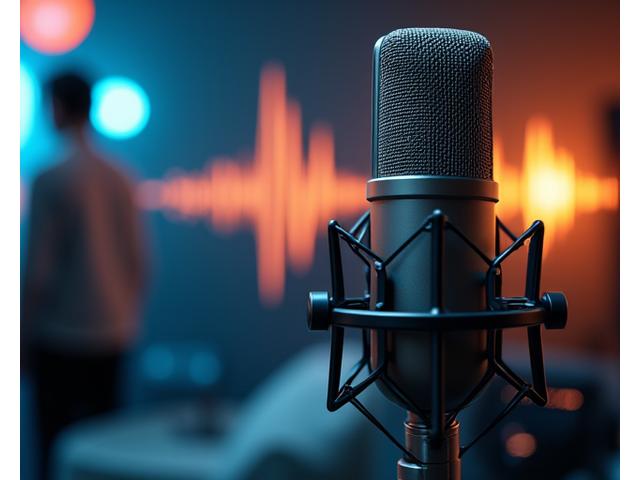 Microphone and sound waves, symbolizing expert interviews