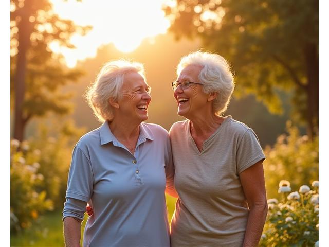 Happy older couple enjoying an outdoor activity, representing healthy aging products.