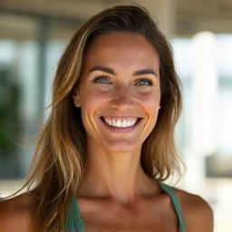 Warm portrait of Sarah Jenkins, a functional fitness coach.